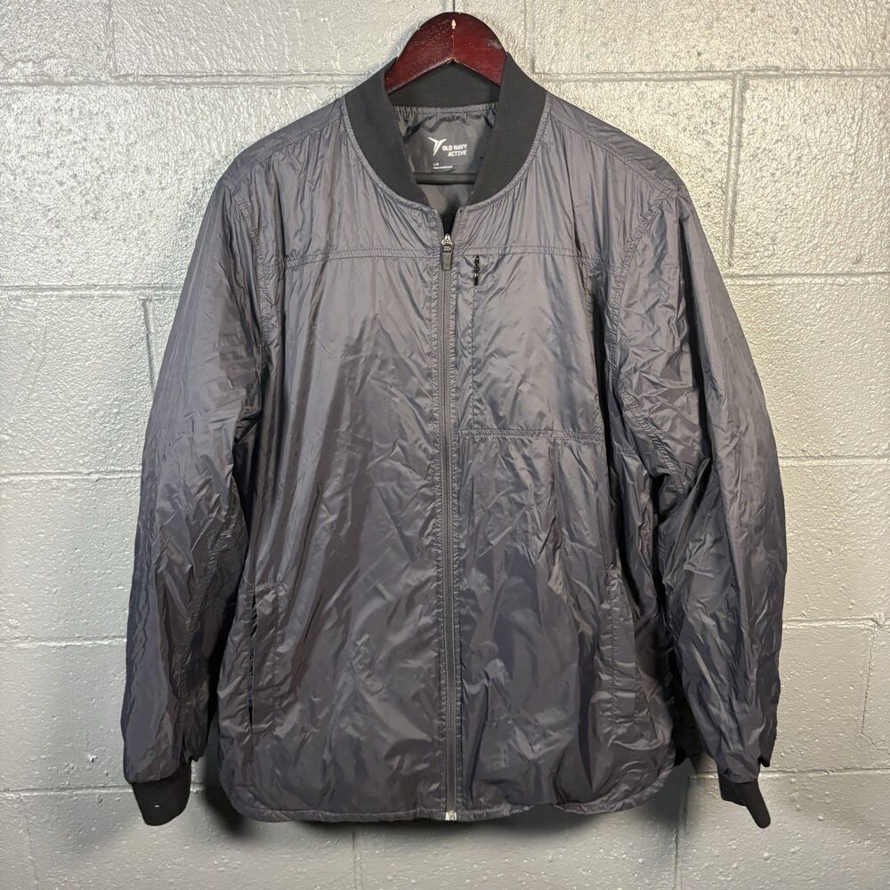 Old Navy Active Jacket Mens L Black Bomber Full Zip Lightweight Athletic